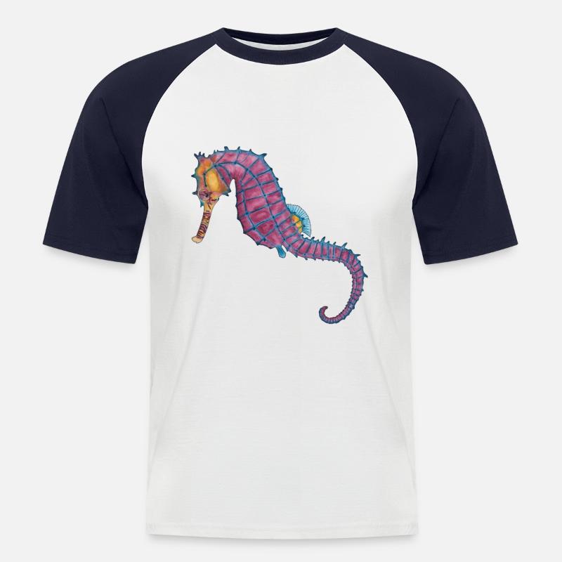 Seepferdchen Seepferd - Männer Baseball-T-Shirt - Weiß/Navy