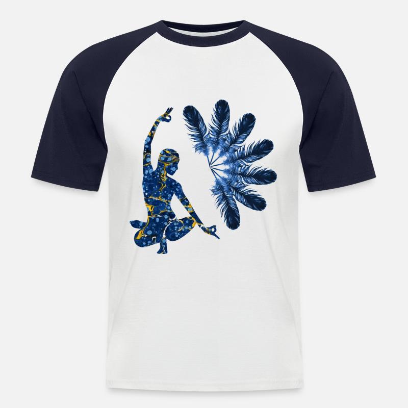 yoga 22 e 272 - Männer Baseball-T-Shirt - Weiß/Navy