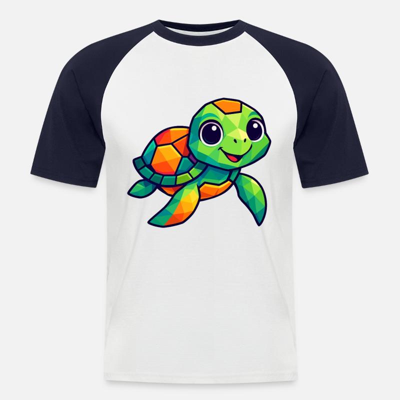 Süße Polygon Schildkröte - Männer Baseball-T-Shirt - Weiß/Navy