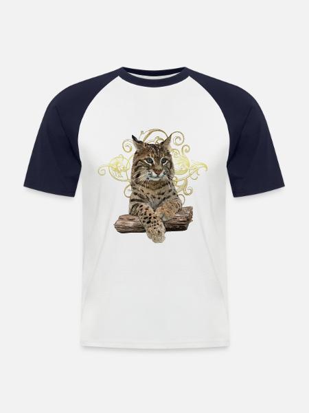 Luchs - Männer Baseball-T-Shirt - Weiß/Navy