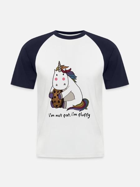 Fluffy Einhorn - Männer Baseball-T-Shirt - Weiß/Navy