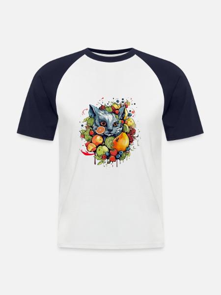 Tigri in the fruits - Men's Baseball T-Shirt - white/navy