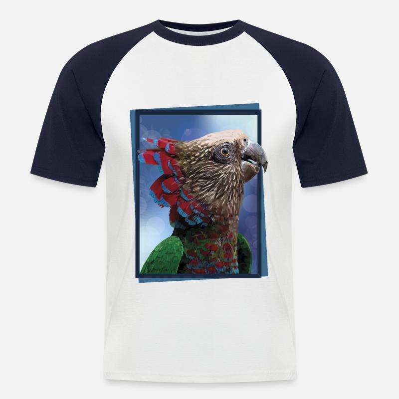 Der Cacique-Papagei - Männer Baseball-T-Shirt - Weiß/Navy