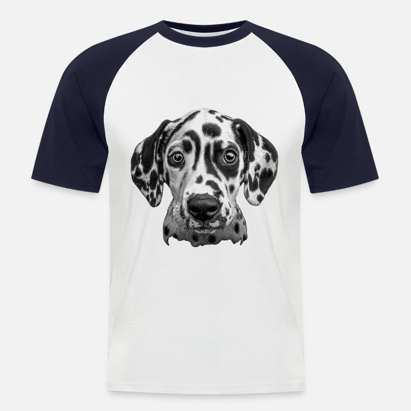 Dalmatiner - Männer Baseball-T-Shirt - Weiß/Navy