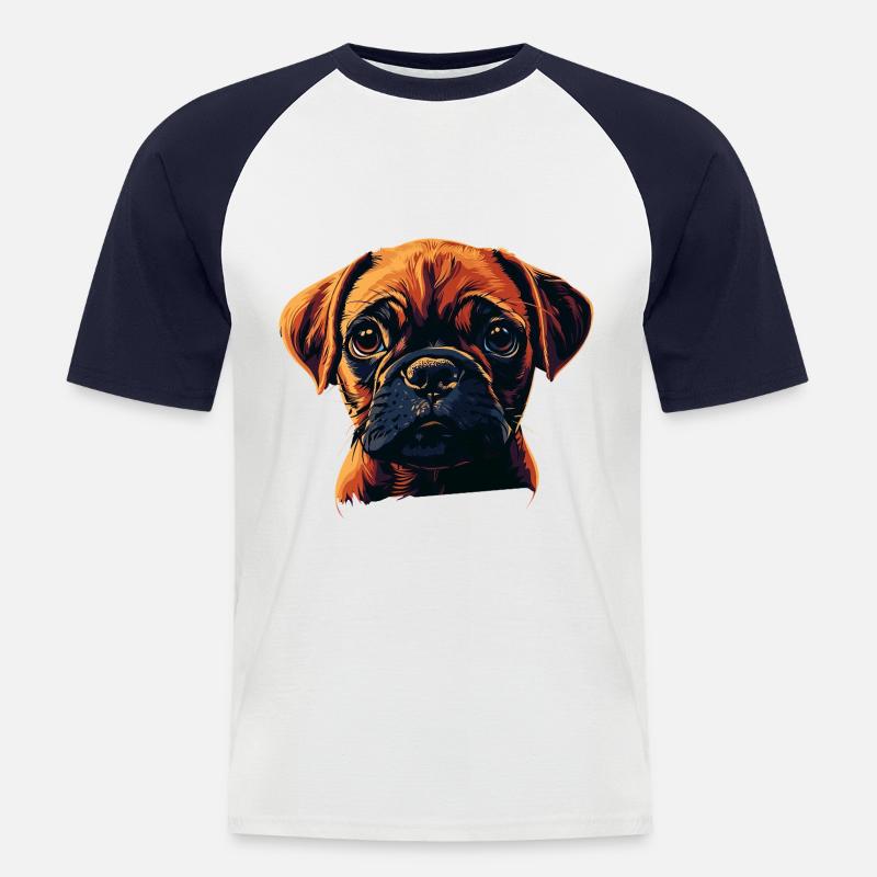 Boxer - Männer Baseball-T-Shirt - Weiß/Navy