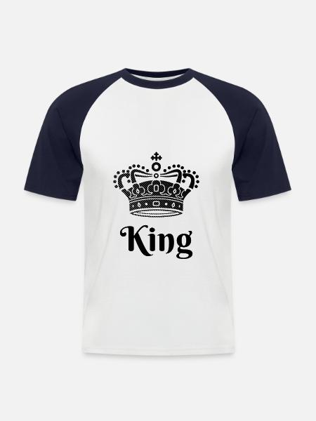 King Queen Partner Look - Men's Baseball T-Shirt - white/navy