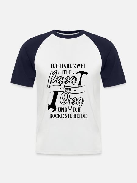 Zwei Titel Papa Opa - Männer Baseball-T-Shirt - Weiß/Navy