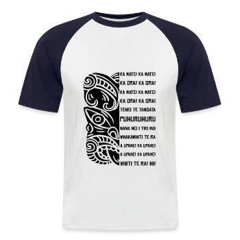 Haka Neuseeland Rugby - Männer Baseball-T-Shirt - Weiß/Navy - Vorne - Nik (191cm)