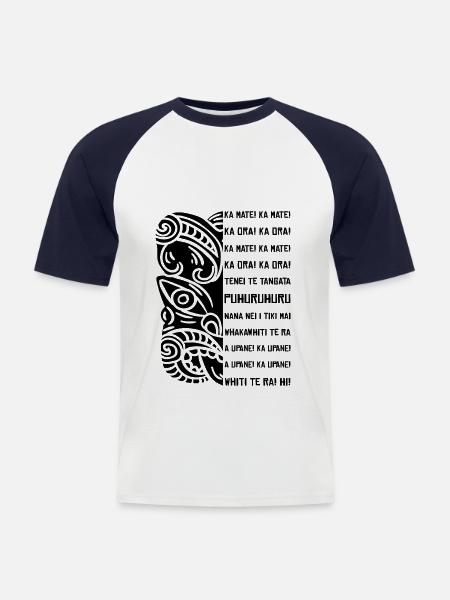 Haka New Zealand rugby - Men's Baseball T-Shirt - white/navy