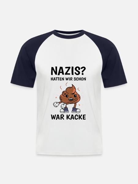 Anti Nazi Spruch - Männer Baseball-T-Shirt - Weiß/Navy