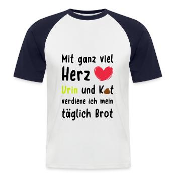 Altenpflege Mit Herz Urin Kot Täglich Brot - Männer Baseball-T-Shirt - Weiß/Navy - Vorne - Nik (191cm)