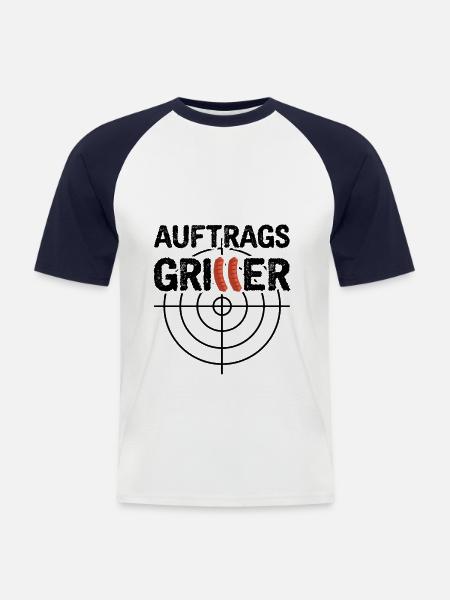 Grillen Auftragsgriller - Männer Baseball-T-Shirt - Weiß/Navy