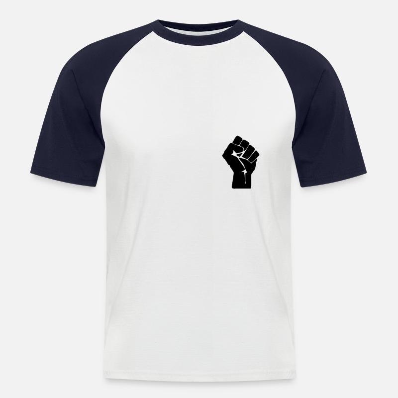 Black Lives Matter Faust - Männer Baseball-T-Shirt - Weiß/Navy