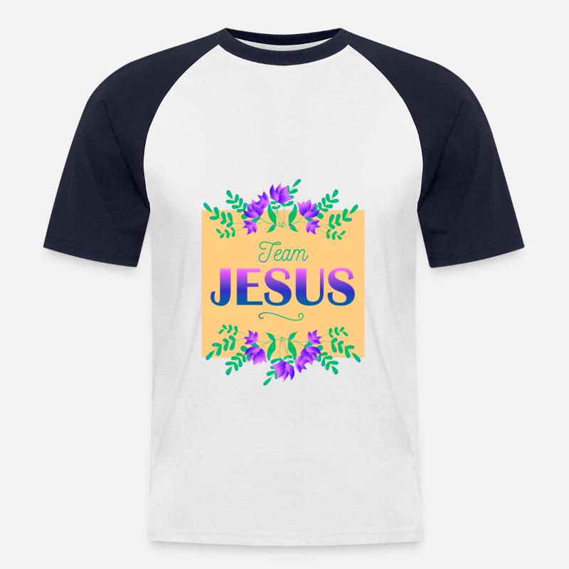 Team Jesus - Männer Baseball-T-Shirt - Weiß/Navy