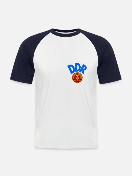 DDR Fussballtrikot - Männer Baseball-T-Shirt - Weiß/Navy