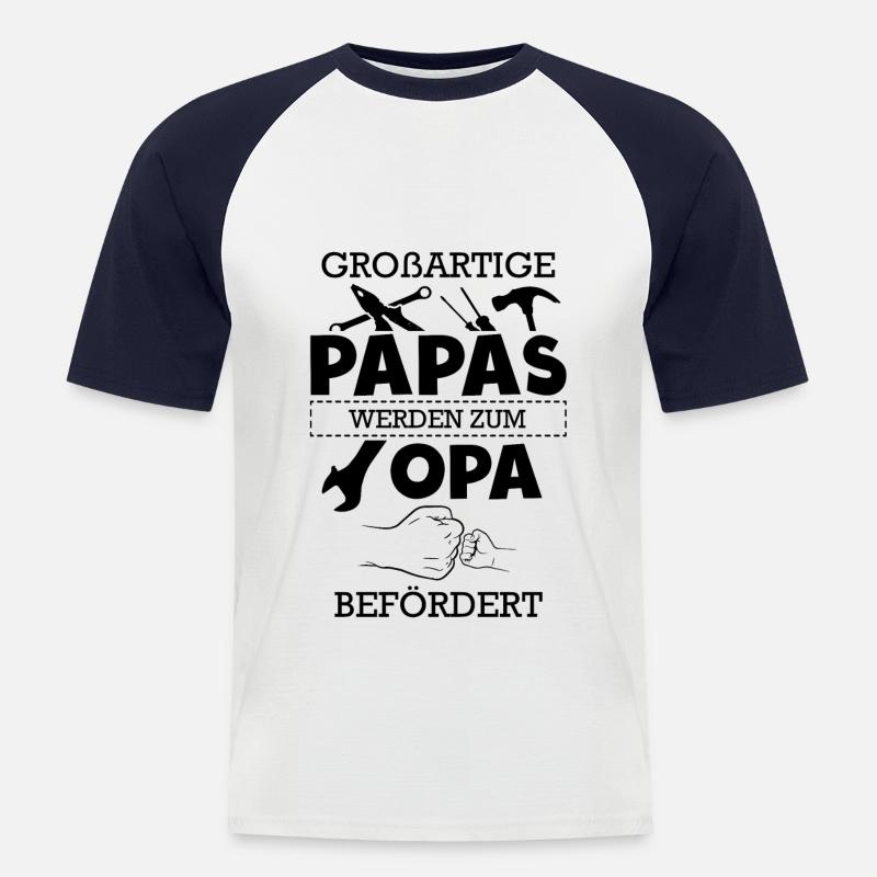 Großartige Papas Opa Befördert - Männer Baseball-T-Shirt - Weiß/Navy