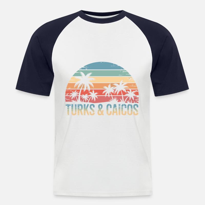 Turks- und Caicosinseln - Männer Baseball-T-Shirt - Weiß/Navy