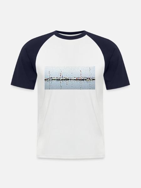 Boats and their reflection - Men's Baseball T-Shirt - white/navy