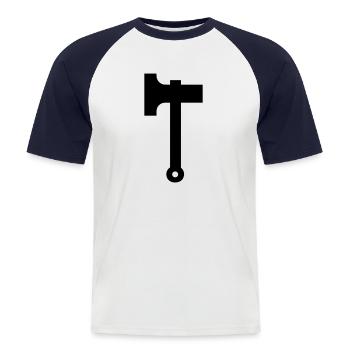 axe - Men's Baseball T-Shirt - white/navy - Front - Nik (191cm)