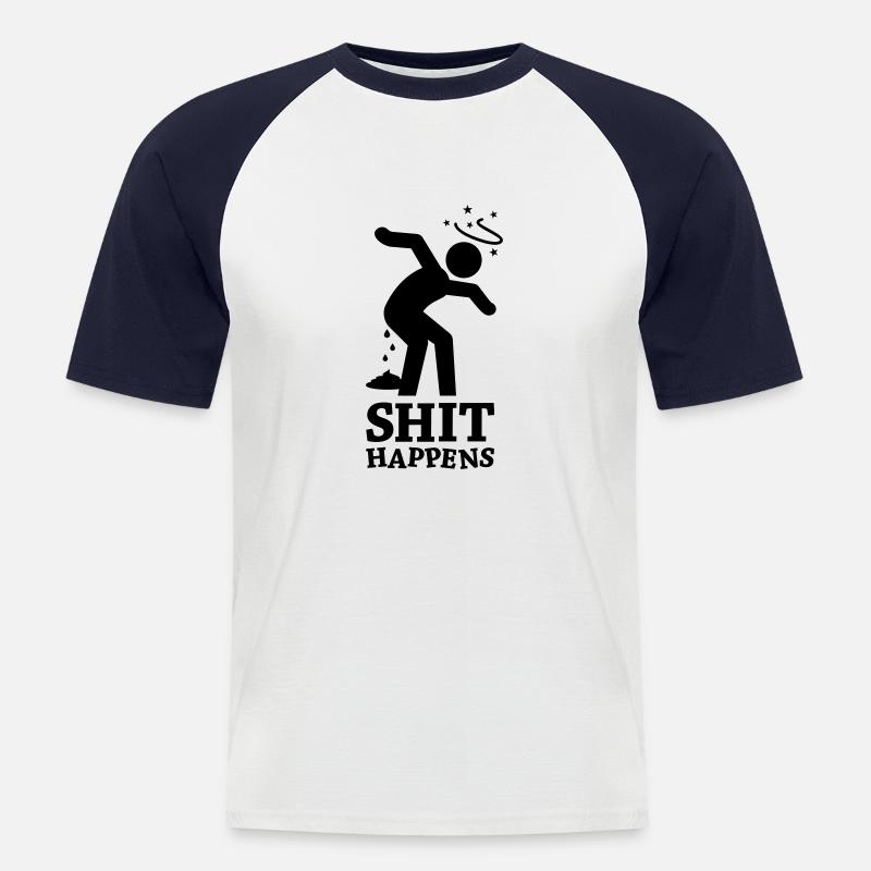 Shit Happens No.1 - Männer Baseball-T-Shirt - Weiß/Navy