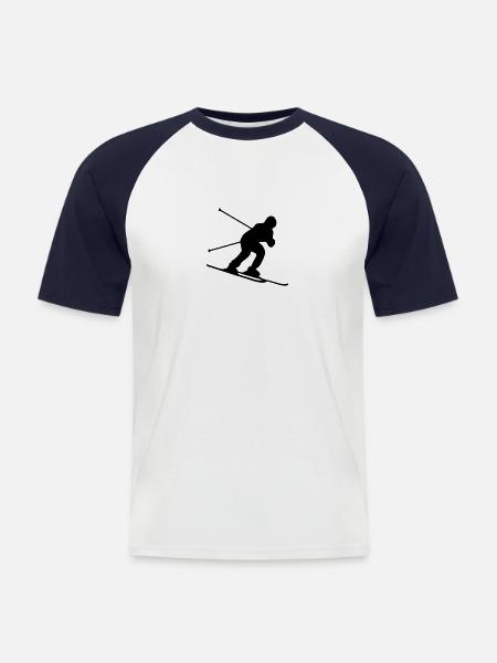 skiing downhill - Männer Baseball-T-Shirt - Weiß/Navy