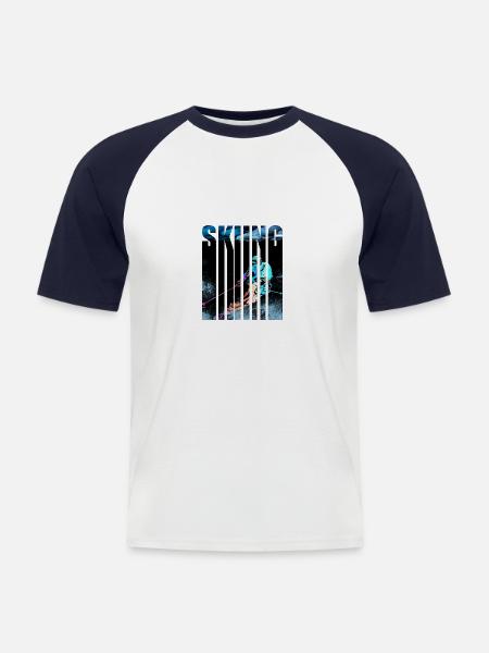 Skifahrer - Männer Baseball-T-Shirt - Weiß/Navy