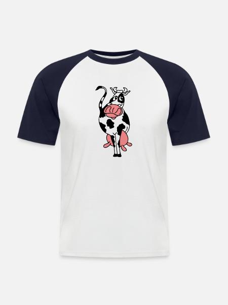 cow 2 - Men's Baseball T-Shirt - white/navy