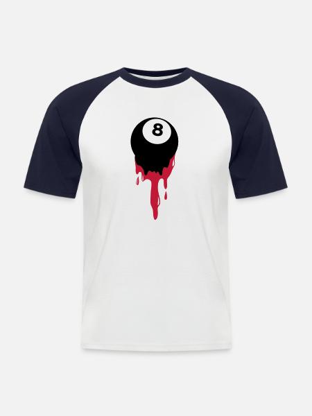 saignements huit 8 balle de billard ou au snooker - T-shirt baseball manches courtes Homme - blanc/marine