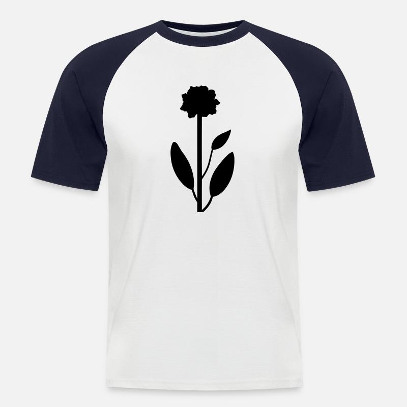 Blume mit Stiel - Männer Baseball-T-Shirt - Weiß/Navy