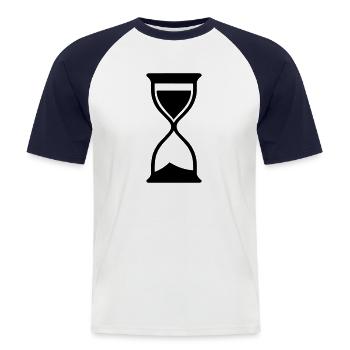 Stundenglas - Männer Baseball-T-Shirt - Weiß/Navy - Vorne - Nik (191cm)