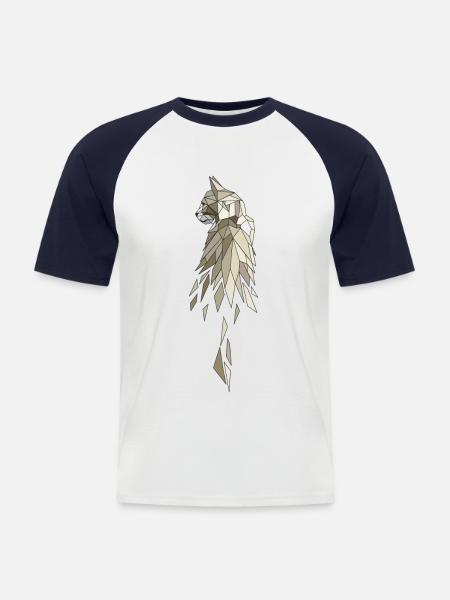 Cat brown beige polygon - Men's Baseball T-Shirt - white/navy