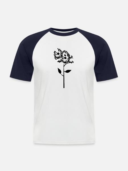 Flower with stem - Men's Baseball T-Shirt - white/navy
