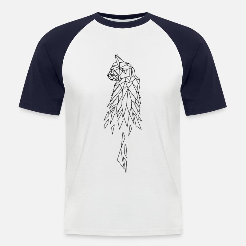 Katze Polygon transparent - Männer Baseball-T-Shirt - Weiß/Navy
