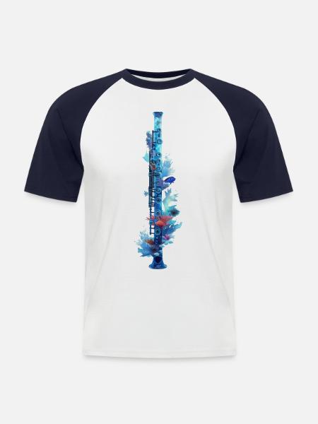 Fish Flute - Men's Baseball T-Shirt - white/navy