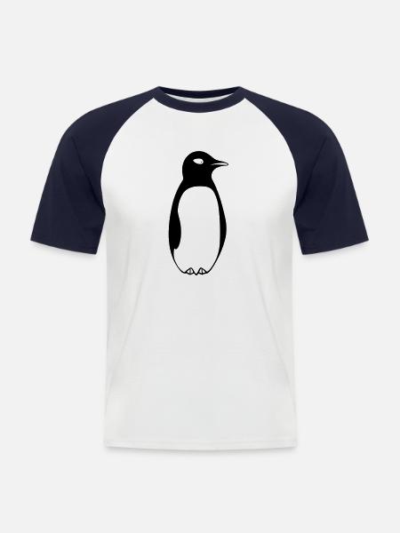 Pinguin - Männer Baseball-T-Shirt - Weiß/Navy