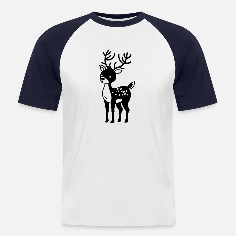 Hirsch - Männer Baseball-T-Shirt - Weiß/Navy