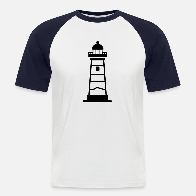Leuchtturm - Männer Baseball-T-Shirt - Weiß/Navy