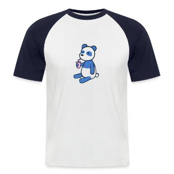 blue panda bear milkshake - Men's Baseball T-Shirt - white/navy - Front - Nik (191cm)