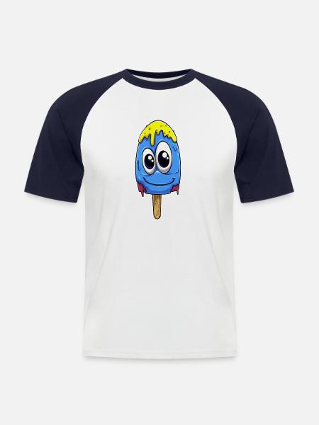Eiscreme blau - Männer Baseball-T-Shirt - Weiß/Navy