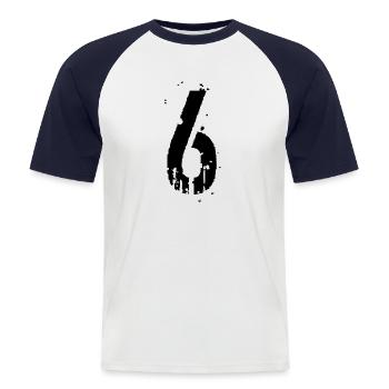 6 Nombre 6 Ans - T-shirt baseball manches courtes Homme - blanc/marine - Devant - Nik (191cm)