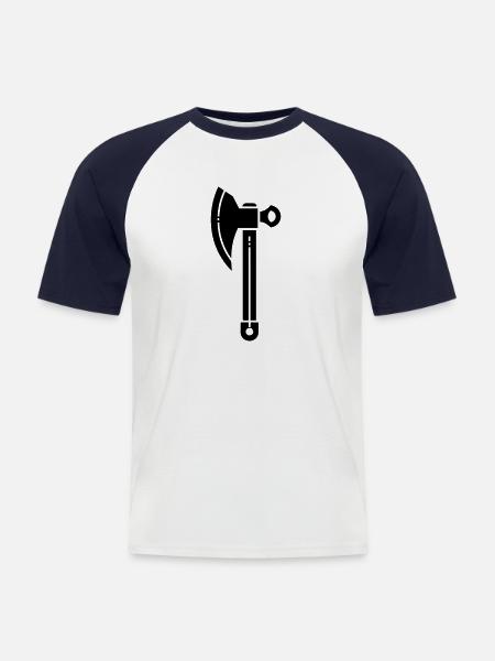 Axt - Männer Baseball-T-Shirt - Weiß/Navy