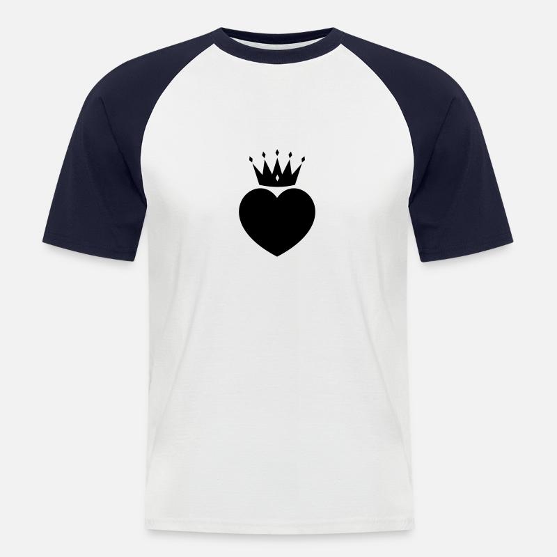 herz krone - Men's Baseball T-Shirt - white/navy