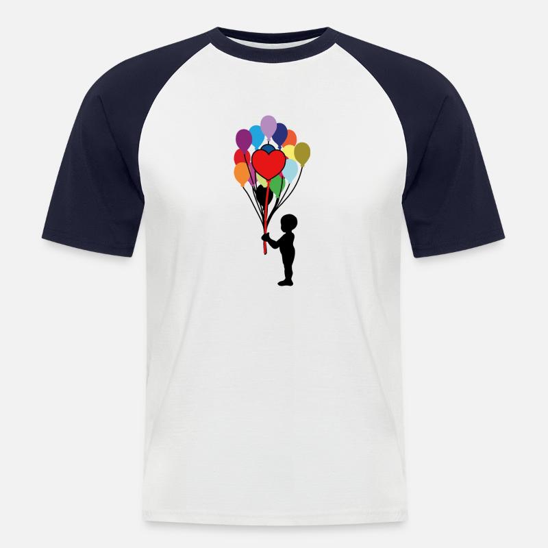 Kind mit Luftballons - Männer Baseball-T-Shirt - Weiß/Navy