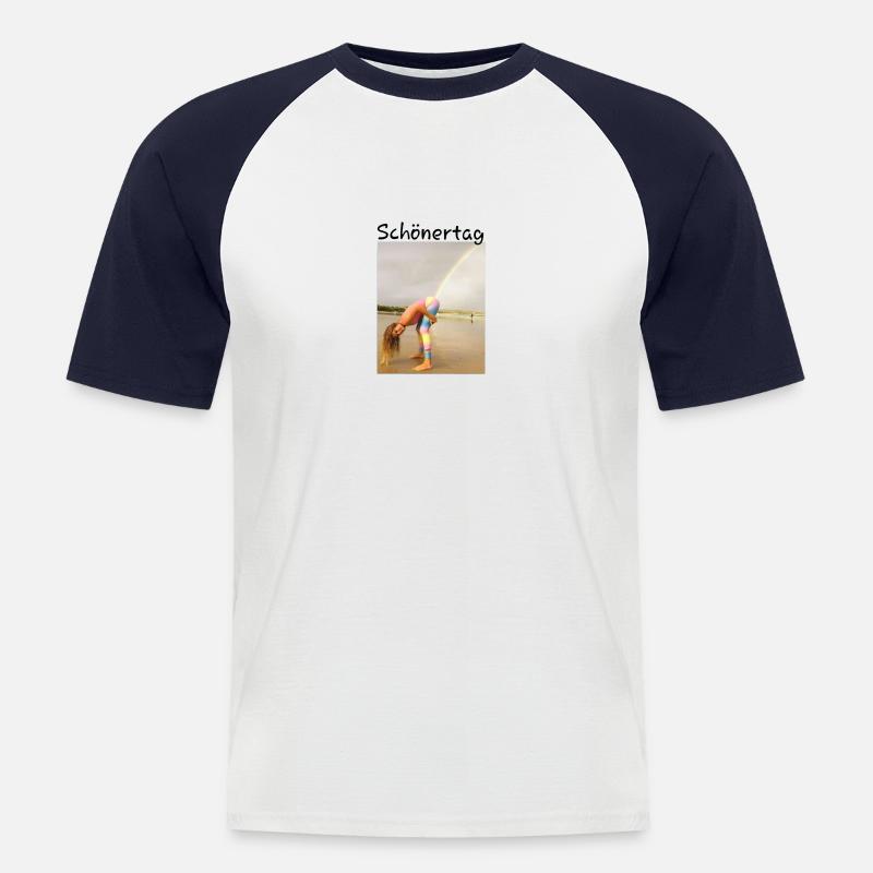 Regenbogen - Männer Baseball-T-Shirt - Weiß/Navy