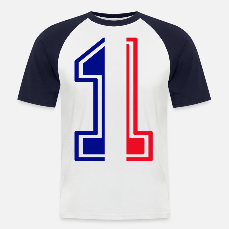Frankreich Nummer 1 - Männer Baseball-T-Shirt - Weiß/Navy