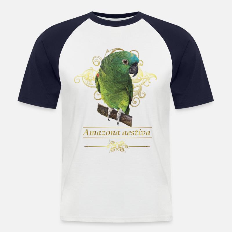 The blue-fronted amazon - Men's Baseball T-Shirt - white/navy