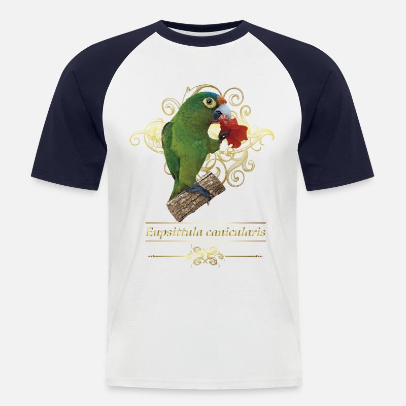 Parakiten med orange front - Kortärmad basebolltröja herr - vit/marinblå