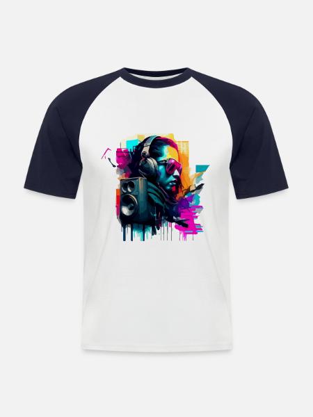 Der DJ - Männer Baseball-T-Shirt - Weiß/Navy