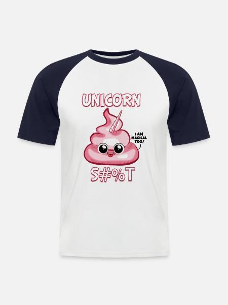 Funny unicorn pile shit shit feces gift - Men's Baseball T-Shirt - white/navy