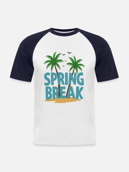 Spring Break Palm Trees Beach - Men's Baseball T-Shirt - white/navy